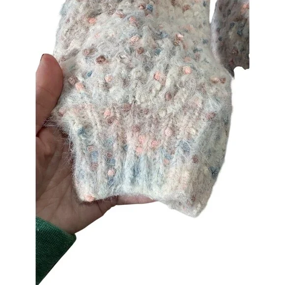 Lush Sweater Womens M Pink Ivory Pastel Speckled Crewneck Pullover Cozy - Picture 4 of 11